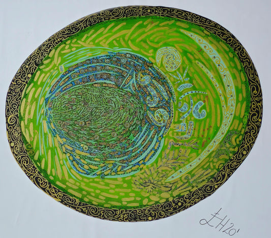 Thunder Money Circle – Feng Shui Abstract Acrylic Painting for Wealth Corner