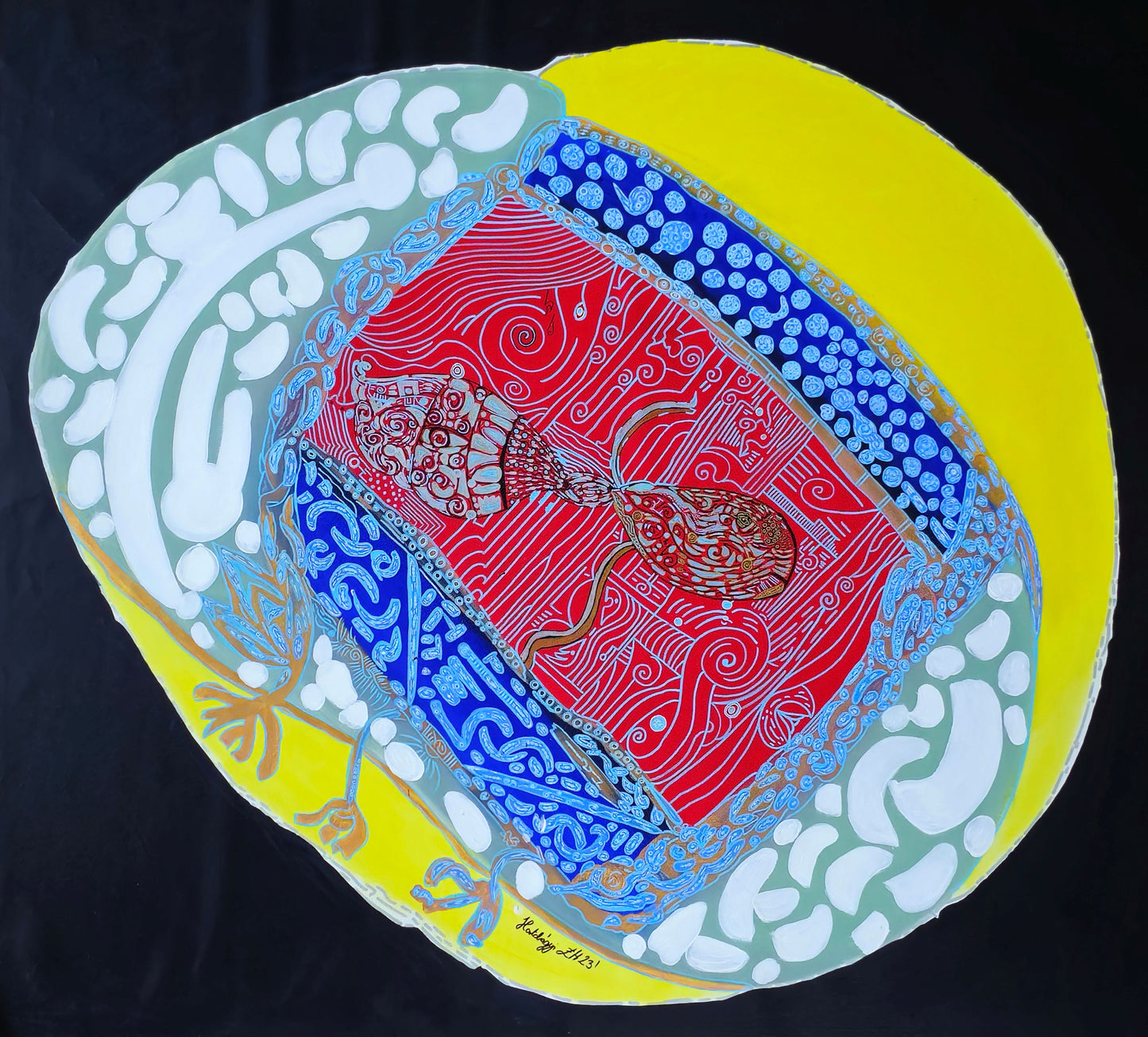 Thunder Fish – Colourful Feng Shui Abstract Acrylic Painting of Energy and Flow