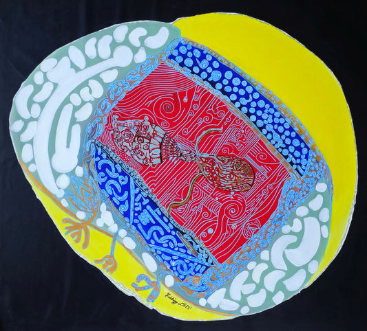 Thunder Fish – Colourful Feng Shui Abstract Acrylic Painting of Energy and Flow