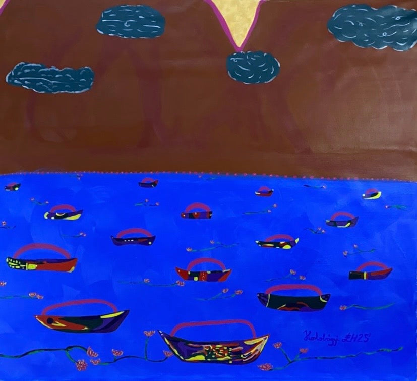 Heaven Lake – Colourful Feng Shui Abstract Acrylic Painting of Energy and Flow