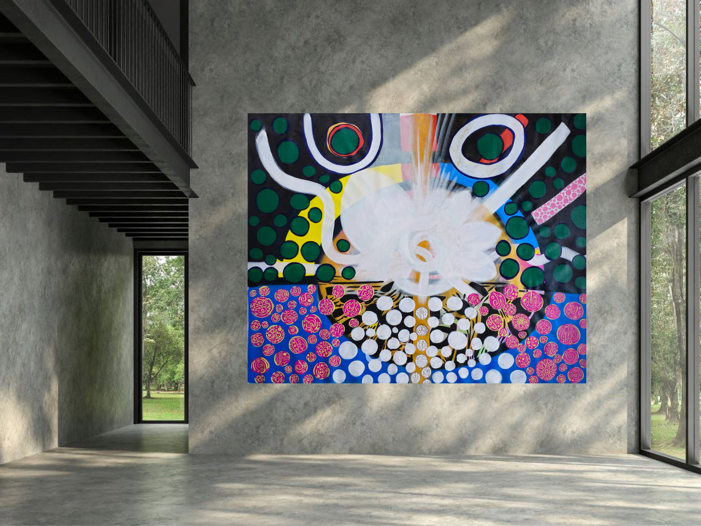 Lake Mirror – Feng Shui Abstract Acrylic Painting of Reflection and Tranquility