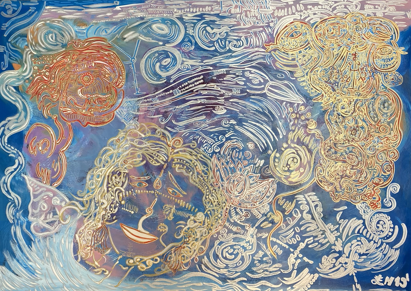 Di Compassion – Colourful Feng Shui Abstract Acrylic Painting of Energy and Flow