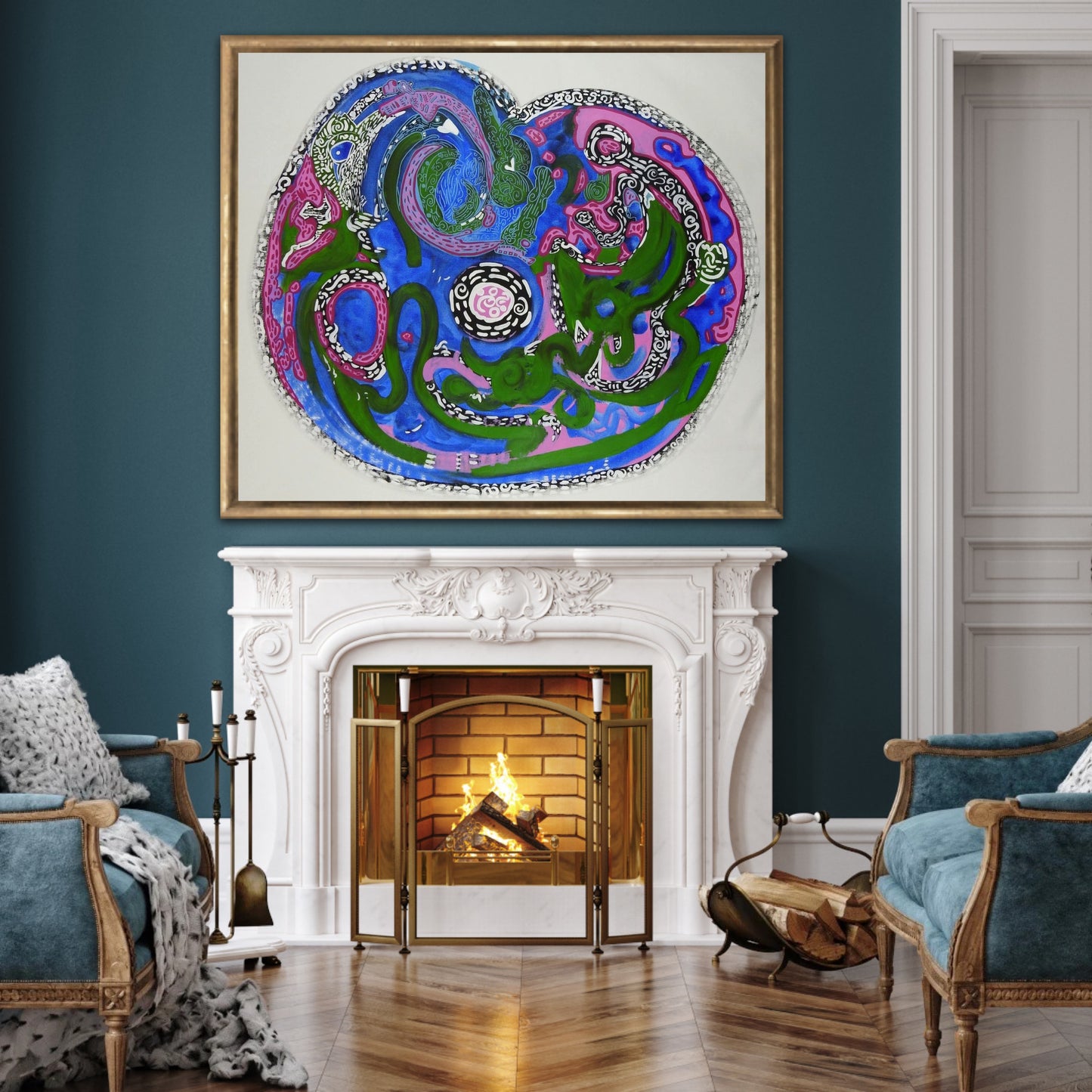 Water Dragon – Feng Shui Abstract Acrylic Painting