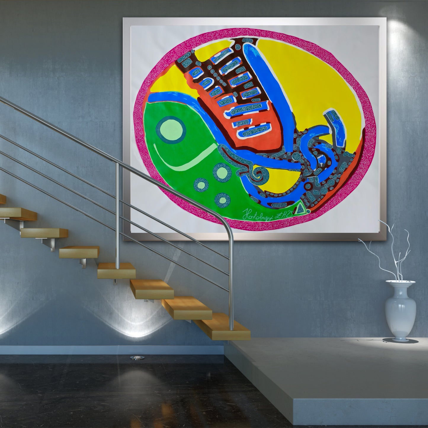 Fire Heart – Feng Shui Abstract Acrylic Painting for Passion and Transformation