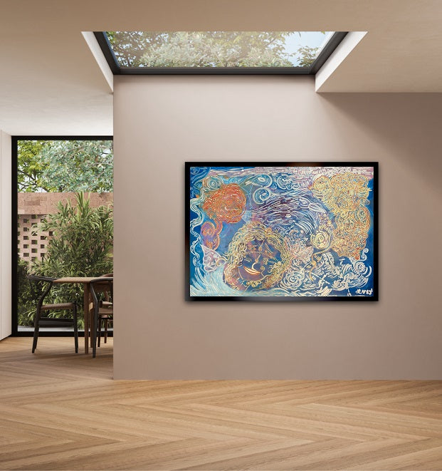 Di Compassion – Colourful Feng Shui Abstract Acrylic Painting of Energy and Flow