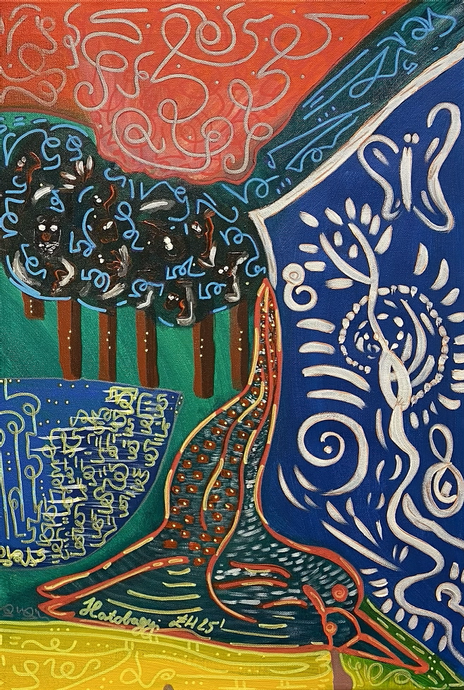 Thunder Forest – Colourful Feng Shui Abstract Acrylic Painting of Energy and Flow
