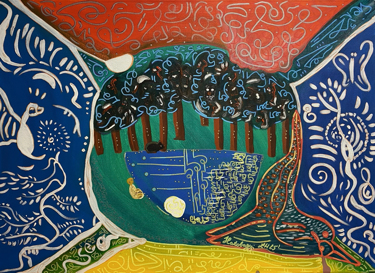 Thunder Forest – Colourful Feng Shui Abstract Acrylic Painting of Energy and Flow
