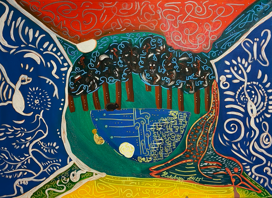 Thunder Forest – Colourful Feng Shui Abstract Acrylic Painting of Energy and Flow