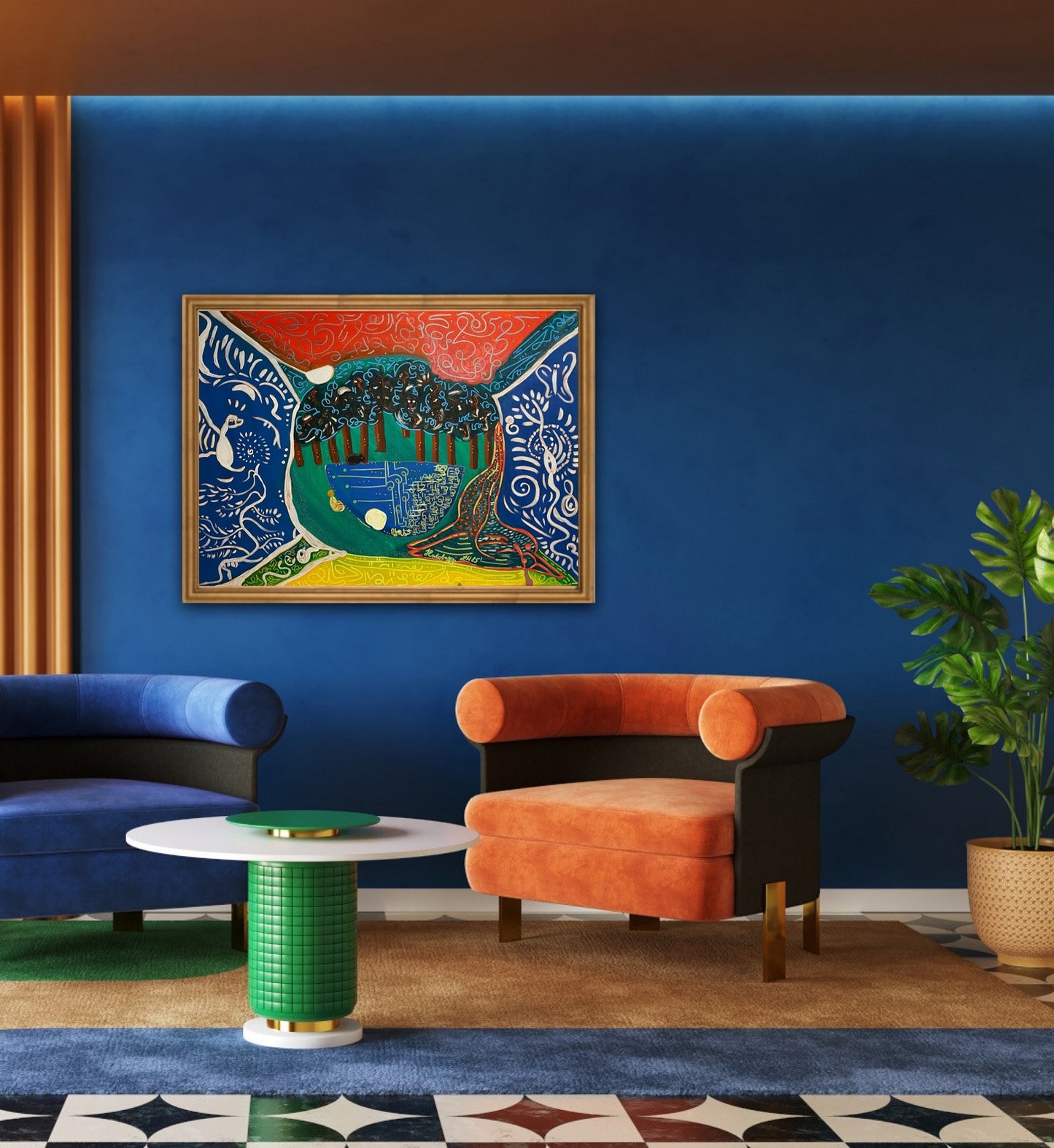 Thunder Forest – Colourful Feng Shui Abstract Acrylic Painting of Energy and Flow