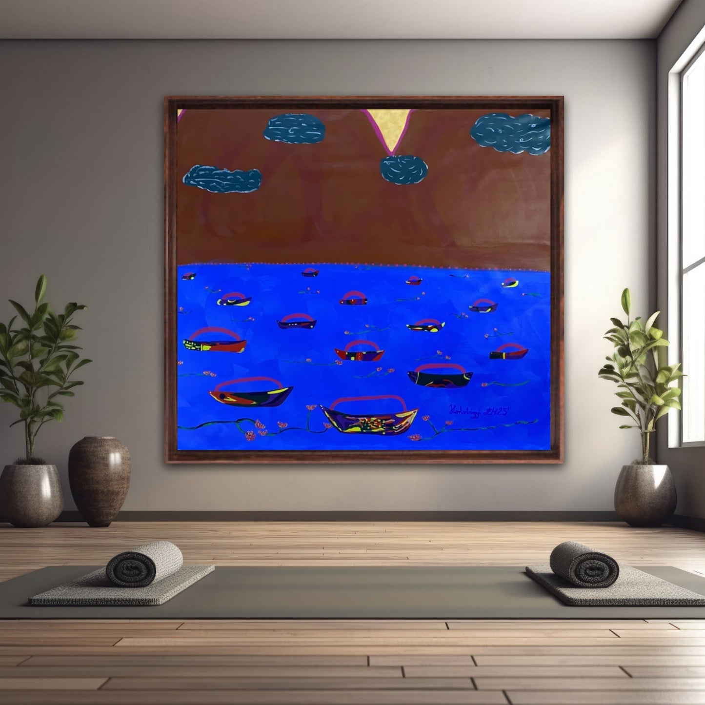 Heaven Lake – Colourful Feng Shui Abstract Acrylic Painting of Energy and Flow