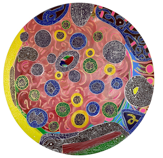 Qian Heart – Feng Shui Round Abstract Acrylic Painting