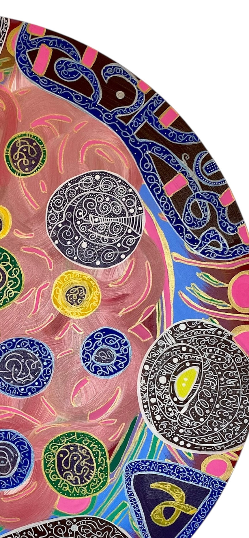 Qian Heart – Feng Shui Round Abstract Acrylic Painting