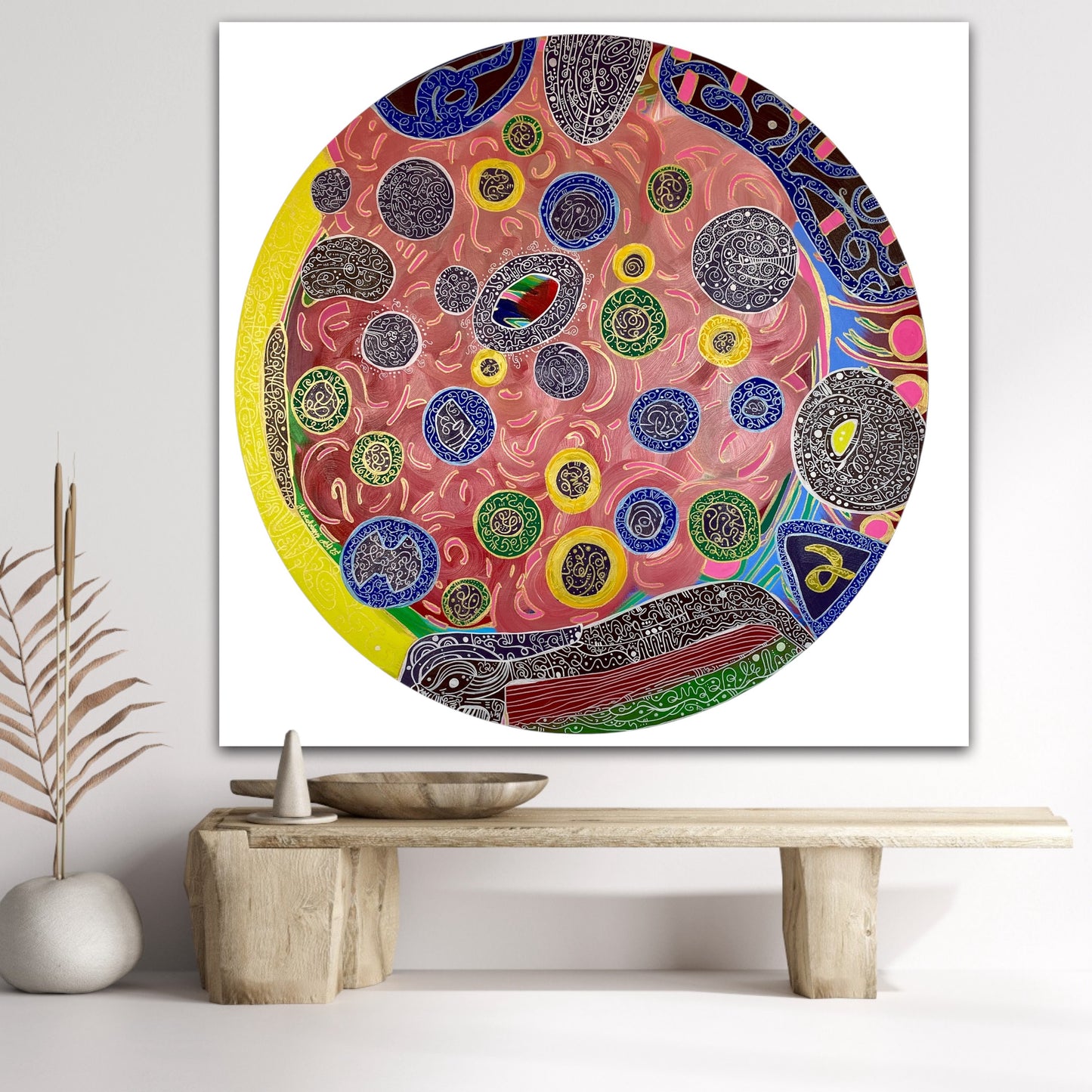 Qian Heart – Feng Shui Round Abstract Acrylic Painting